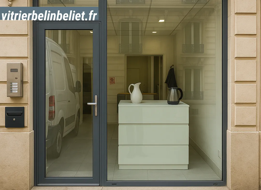 Façade vitrine de magasin en aluminium sur mesure à Belin-Béliet